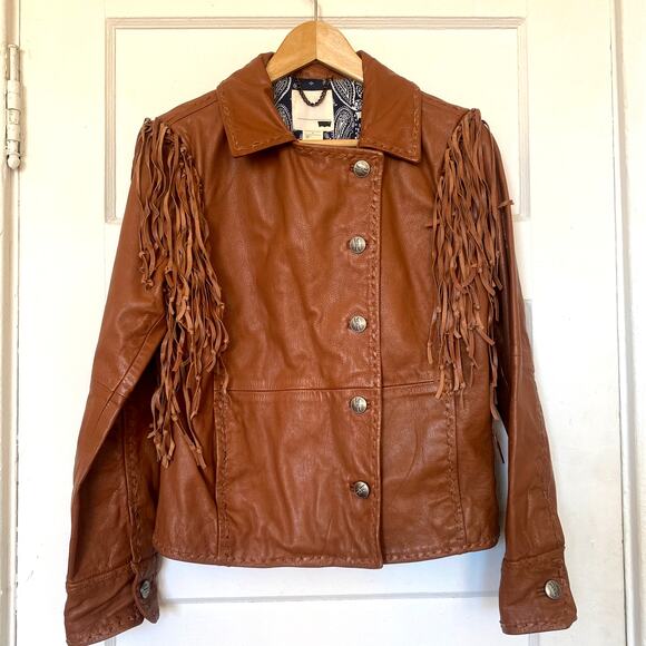 Levi's Jackets & Blazers - Levi's Brown Leather Fringe Jacket Western Style Boho Hippie